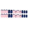 Short Square Press on Nails MABKJLF French Tip Fake Nails Full Cover Dark Blue False Nails with Swirl Designs Glitter Glossy Glue on Nails Acrylic Nails Manicure Artificial Nails for Women Girls 24Pcs