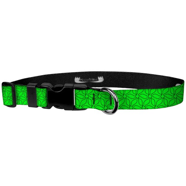 Moose Pet Wear Dog Collar - Patterned Adjustable Pet Collars, Made in the USA - 1 Inch Wide, Medium, Modern Green