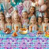 76 Pcs Mermaid Birthday Decorations - Mermaid Party Supplies Set Includes Plates, Napkins and Tablecloth, Mermaid Themed Birthday Tableware for Kids Girls Baby Shower Ocean Party Decorations,Serves 25