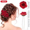 PAGOW 10pcs Rose Hair Clips, Pin Up Rose Flowers Hairpin Clips, Rose Flower Brooch Headpieces, For Women Girl Wedding Valentine Decoration (Rose Diameter 1.5 inch / 38mm)