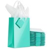 BLUE PANDA 20 Pack Small Teal Gift Bags with Handles, Tag, and Tissue Paper Sheets for Baby Shower, Valentines, Birthday, Wedding, Anniversary Party Favors and Goodies, 7.9x5.5x2.5 in
