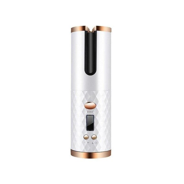 THE PERFECT PART Hair Curler LCD Cordless Auto Rotating Waver Curling Iron Ceramic Wireless USA (White)