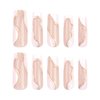 Press on Nails Extra Long - Aegenacess Square Press On Nails with 3D Gold Swirls, White and Nude Fake Nails with Glue Sticker, Handmade Stick On Nails False Nail in 12 Sizes, 24pcs