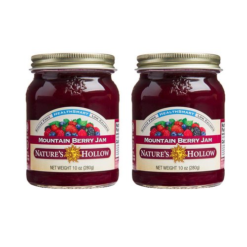Nature's Hollow Mountain Berry Jam: Sugar Free Preserves, Low Cal, Non GMO, Keto Friendly, Vegan, Gluten Free, and Diabetic Friendly - Sugar Free Jam - 10oz Pack of 2