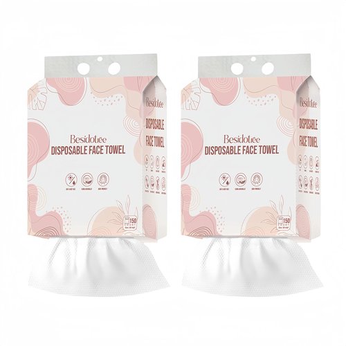 Disposable Face Towel 300 Counts Soft and Durable Biodegradable Facial Towels Gentle on Sensitive Skin, Chemical-free, Daily Clean Towel Multi-Purpose for Cleaning, Removing Makeup and Travel,2 Pack