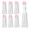 AMORIX 6PCS 10ml Lip Gloss Tubes Clear Empty Lip Balm Containers with Pink Cap Refillable Soft Cosmetic Squeeze Tubes for Lip Gloss Base Glitter Pigment Powder.