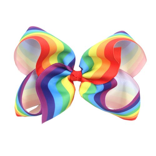 Rainbow Hair Bow Clips for Women Girls Gay Pride Day Rainbow Hair Accessories TSFJ52 (6inch Rainbow)