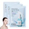 JunKuJK 3 Pack Collagen Face Sheets Mask,Hydrating Face Masks Skincare,Moisturizing Facial Masks for Women and Men,Overnight Face Mask Skin Care for All Skin Types