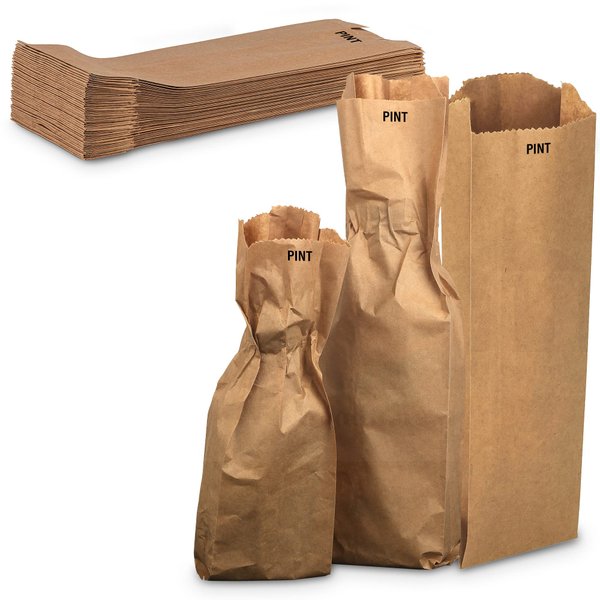 MT Products Kraft Paper Bags Pint Size - 3.75" x 2.25" x 11.5 Wine Bags or For Freshly Baked Goods (100 Pieces)