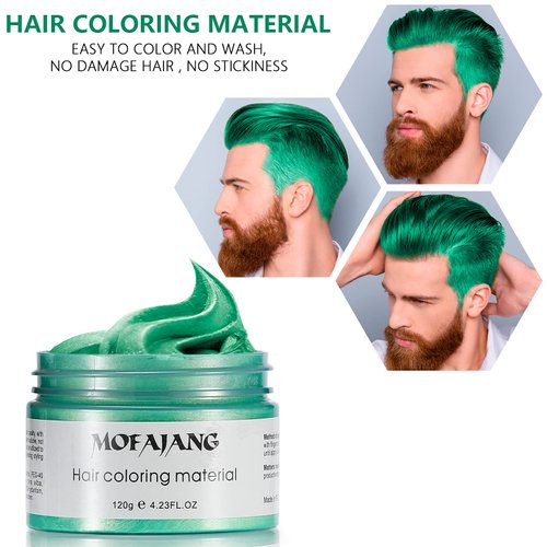 Temporary Green Hair Color Wax 4.23oz, Instant Hairstyle Mud Cream, Hair Pomades for Party, Cosplay, Nightclub, Masquerade, Halloween.(Green)