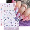 Ocean Nail Art Stickers Decals 3D Beach Nail Self-Adhesive Sticker Designs Jellyfish Shell Whale Mermaid Seagull Summer Seaside Nail Transfer Decal Supplies for Women Girls Manicure Art