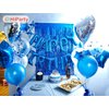 Blue Happy Birthday Balloons Banner, 3D Mylar Foil Letter Birthday Balloons with 6pcs Star Balloons, Birthday Party Decorations for Kids Boys Men Adults Birthday Party Supplies