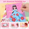 GirlsHome 3 in 1 Dress Up Game Set Princess Fantasy- DIY Kids Paper Makeup Crafts Toy Kit with Princess Makeup Kit,Diamond Painting,Dress Up Stickers,Gifts for 4 5 6 7 8 Year Old Girls