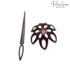 Parcelona French Fleur 3 Inches Small Tortoise Shell Chignon Hair Slider Pin Thru Bun Cover Cap Ponytail Holder Hair Updo with Stick