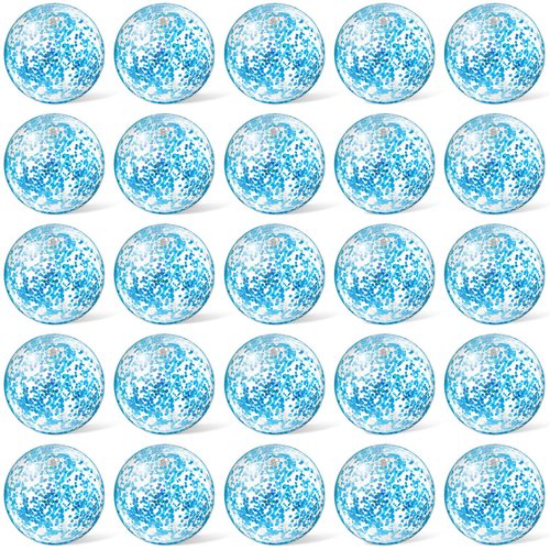 Hungdao 25 Pcs Inflatable Glitter Beach Ball 8 Inches Mini Clear Floatable Confetti Ball for Kids Bulk Swimming Pool Theme Party Ball for Hawaiian Theme Party Decorations Favors Supplies (Blue)
