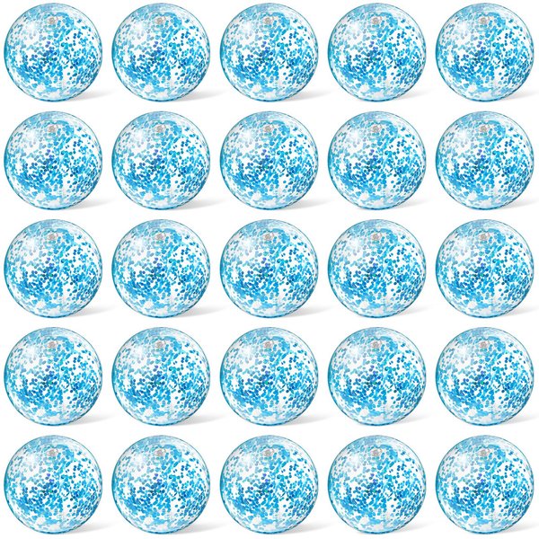 Hungdao 25 Pcs Inflatable Glitter Beach Ball 8 Inches Mini Clear Floatable Confetti Ball for Kids Bulk Swimming Pool Theme Party Ball for Hawaiian Theme Party Decorations Favors Supplies (Blue)