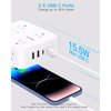 10 Ft Surge Protector Power Strip, Extension Cord with 8 AC Outlets 4 USB (2 USB C) Ports, Flat Plug, Wall Mount Desk USB Charging Station for Home