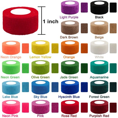 BQTQ 40 Rolls Self Adherent Wrap 1 Inch Self Adhesive Bandages Wrap Stretch Bandage Tape Self Stick Bandage Wraps for Wrist Ankle Swelling Sprains(20 Colors)