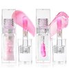 Color Changing Lip Oil,Clear to Pink Magic Big Brush Color Changing Hydrating Lip Glow Oil,Long Lasting Nourishing Non-sticky Lip Oil Tinted for Lip Care and Dry Lips (Pink+Transparent)