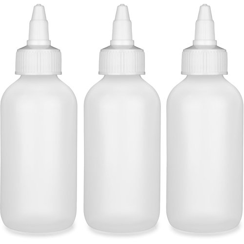 BRIGHTFROM Twist Top Applicator Bottles, Squeeze 4 OZ Empty Plastic Bottles, Refillable, Open/Close Nozzle - Leak Proof, Multi Purpose - 3 PACK
