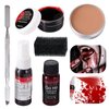 Go Ho Halloween Makeup Kit,Scar Wax+ Blood Splatter+ Sticky Edible Blood+ Coagulated Blood Gel and Sponges for SFX Cosplay Vampire Zombie Makeup