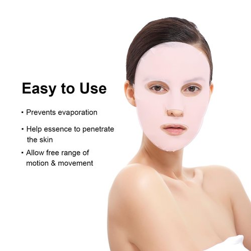 Naturahand 2 Pieces Silicone Mask, Reusable Anti-Wrinkle Silicone Face Mask for Sheet Prevent Evaporation Masks Face Care Tool Pink,White