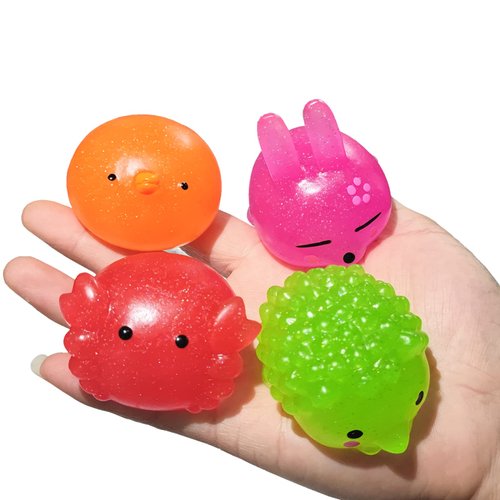 Ganjiang 8 Pack Jumbo Glitter Mochi Squishy Toys Animals Squishy Stress Relief Toys Kids Party Favors