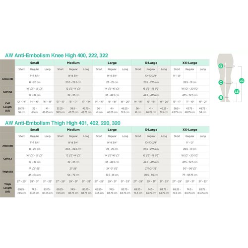 Ames Walker AW Style 220 Anti-Embolism 18 mmHg Closed Toe Compression Thigh High Stockings Beige Small