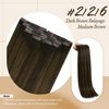 Sunny Clip in Hair Extensions Real Human Hair Short Clip in Extensions Dark Brown Ombre Medium Brown Balayage Clip in Human Hair Extensions Dark Roots Brown Hair Extensions 14inch 7Pcs