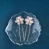 Allereyae Crystal Pearl Wedding Hairpins Barrette Rhinestone Pearl Flower Hair Pins Barrette Gold CZ Pearl Bling Bridal Headpieces Head Clip Headwear Bridal Hair Accessories 2Pcs