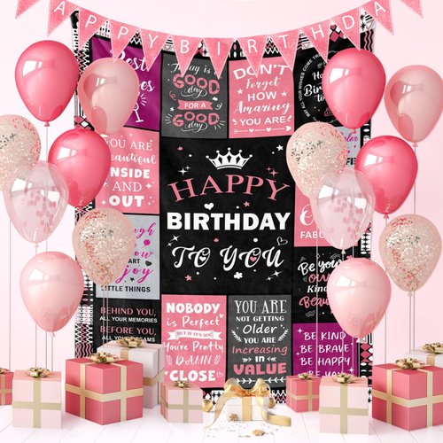 Birthday Gifts for Women Happy Birthday Decorations Blanket Gifts for Women Birthday Unique Birthday Gifts for Women Friendship Mom Wife Girl Grandma Sister Funny Birthday Gifts Throw Blanket 50"x60"