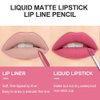 evpct 2Pcs Nude Pink Matte Lip Liner and Lipstick Lip Gloss Set Kit for Women, Nude Pink Matte Lipstick Kit with Lip Liner, Lip Stains Long Lasting Waterproof 24 Hour Lipstick and Lip Liners Pencils