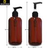 BRIGHTFROM Plastic Bottles with Pump Dispenser, 8 OZ Empty, BPA Free Refillable Containers for Body Wash, Moisturizer, Face Cream, Liquid Soap - Amber/Black - 2 Pack