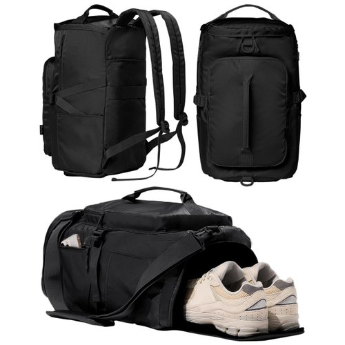 Gym Bag for Women Workout Gym Backpack with Shoe Compartment Sports Duffel Bag Multiple Pockets 30L (Black)