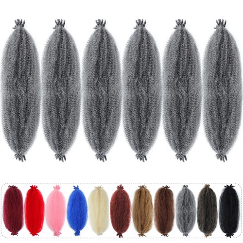 Springy Afro Twist Hair 24 inch Marley Hair for Faux Locs Kinky Marley Twist Braiding Hair Grey Cuban Afro Spring Twist Crochet Hair for Women Soft Locs Marley Braid Hair Extensions by SIXERSI