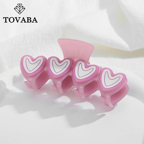 TOVABA Hair Claw Clips for Women Pink Heart Shape Hair Clips Cute Medium Hair Clips Trendy Hair Claw Clips Hair Accessories for Women Strong Hold Jaw Hair Clip for Thick Thin Hair