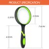 Leffis 2 Pack 10X Magnifying Glass for Seniors & Kids, Non-Slip Handheld Magnifier for Reading, 75mm Magnify Glasses Lens for Close Work, Science and Hobby Observation（Green and Orange