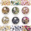 editTime 6 Wheels Mixed Sparkle Nail Art Rhinestones Diamonds Crystals Beads Artificial Pearls and Gold Silver Nail Studs Gems Metal Rivets Charms Hollow Moon Star Shaped (Micro Mini Stones kit)