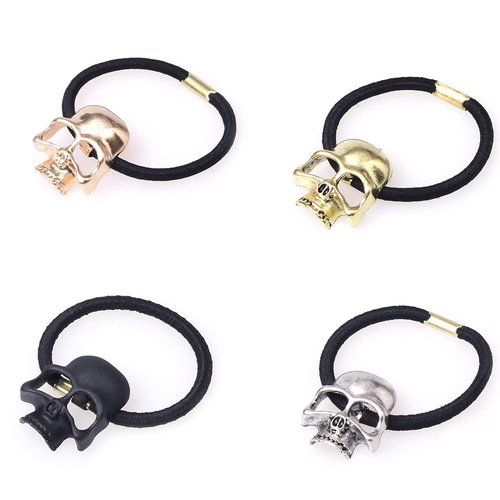 URTERYSER Skull Hair Tie Goth Hair Tie Skull Scrunchies Punk Hair Scrunchies Halloween Ponytail Holder Skull Elastic Bands Skull Scrunc