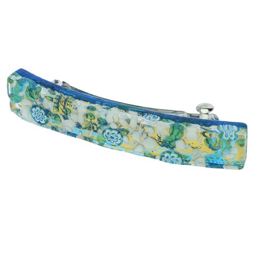 GlassOfVenice Murano Glass Venetian Reflections Hair Clip - Aqua Gold
