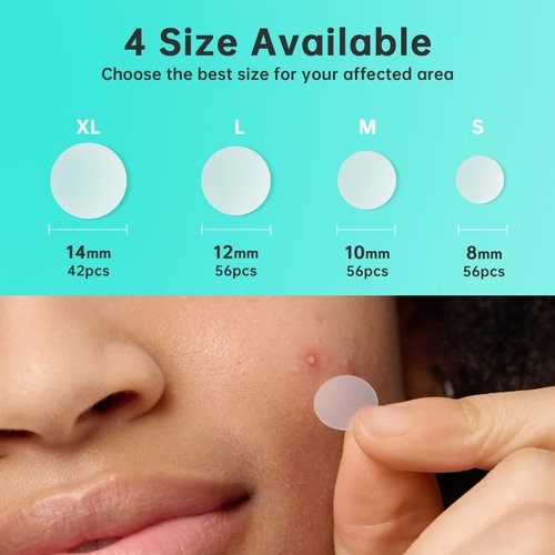 Aquuaera Pimple Patches for Face， Acne Patches/Hydrocolloid Patches for Covering Zits and Blemishes/Acne Treatment for Face，Spot Treatment，Absorb Fluid,4 size (210 Count)