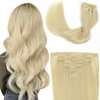 Hair Extensions Clip in Bleach Blonde Hair Extensions Real Human Hair 18inch 110g 7pcs Double Weft 12A Natural Hair Straight Thick Hair Extensions