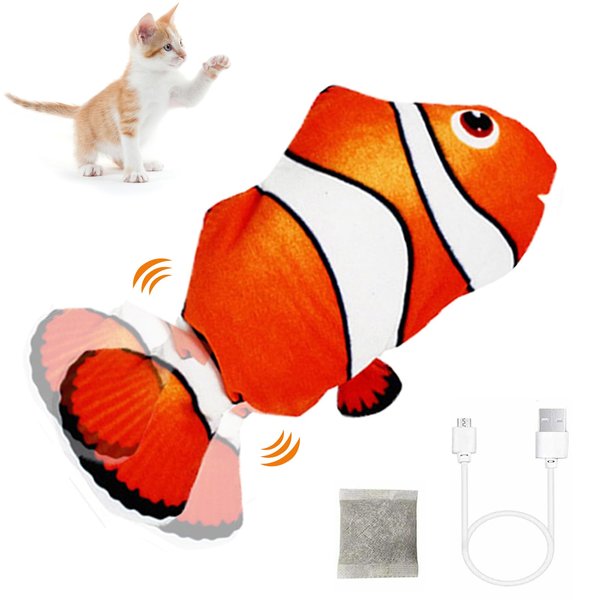 CKFPS Electric Floppy Fish Cat Toy, Moving Cat Kicker Fish Toy, 11" Realistic Flopping Fish Dog Toy, Plush Interactive Cat Toy for Indoor Cats