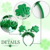 Doneace Sequins Shamrock Headband, St Patrick's Day Glitter Clover Hair Band Irish Green Boppers Hair Hoop for Women Girl Celebration Parade Hair Accessories Decoration Party Supplies