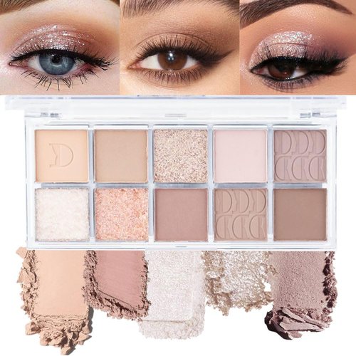 ORANOT 10Colors Light Brown Nude Silver Eyeshadow Palette Makeup,Natural Neutral Highly Pigmented Eye Shadow,Naturing-Looking Long Lasting Waterproof Blendable Hypoallergenic Suitable for Beginners
