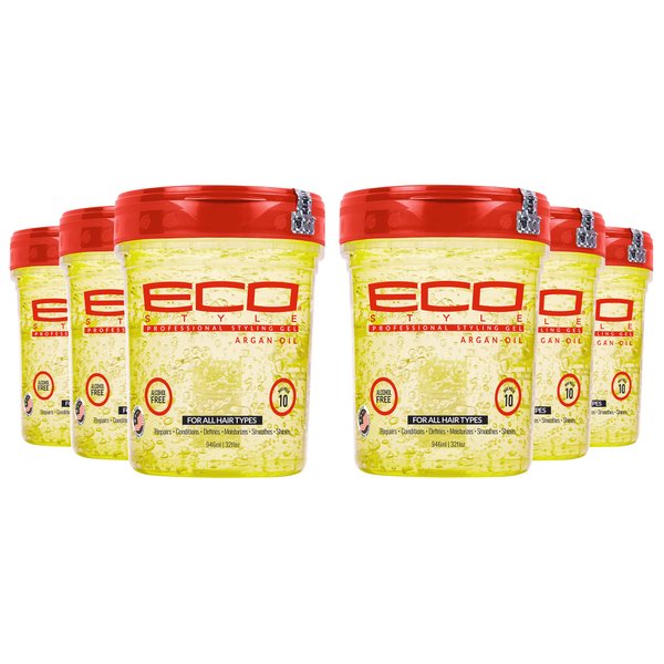 Eco Style Argan Oil Professional Styling Hair Gel, 32 oz (Pack of 6)