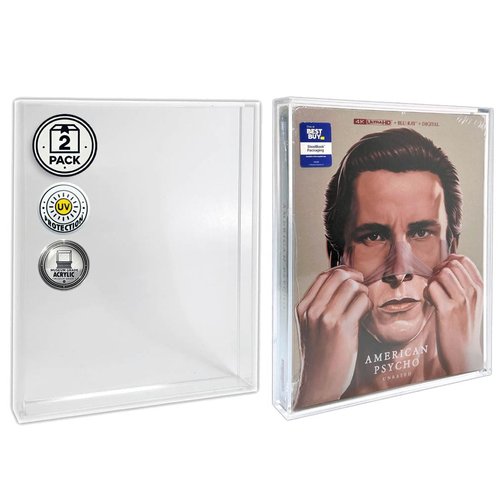 MALKO Premium Acrylic Protector Display Case for Steelbook & Slipcover Blu-Ray or 4K UHD Movies - 2 Pack