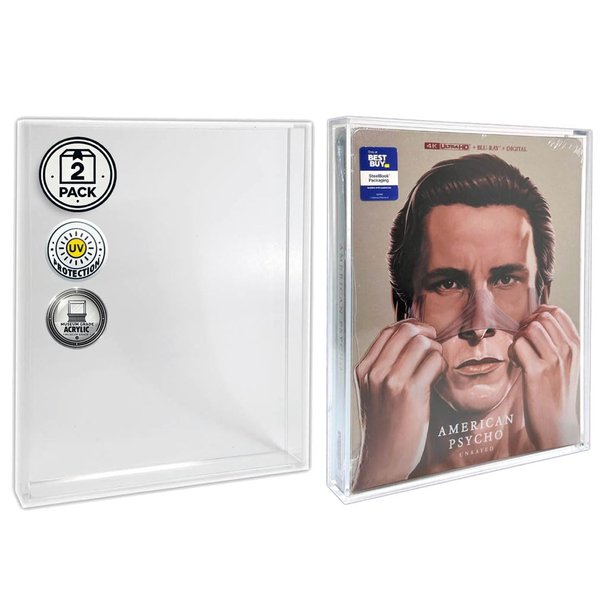 MALKO Premium Acrylic Protector Display Case for Steelbook & Slipcover Blu-Ray or 4K UHD Movies - 2 Pack