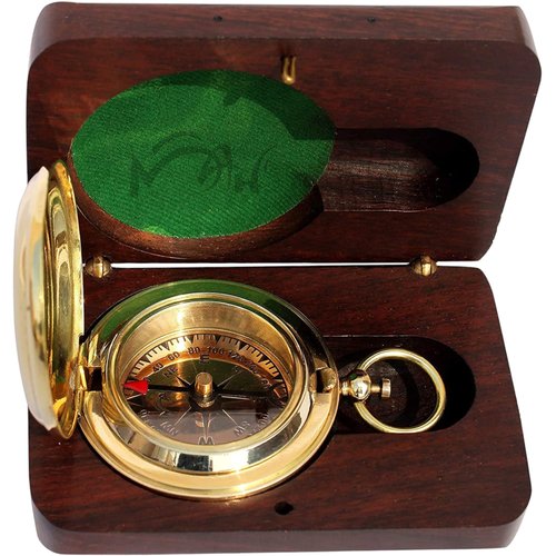 MAH Backpacking Navigation Handmade Brass Personalize Compass for Best Man Get Well Hiking Camping Hunting Trekking Sailing Adventure Travelling Graduation Day Birthday Gifts for Son Back to School