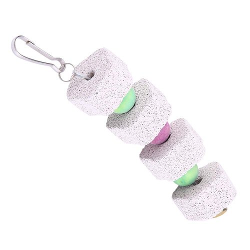 Mrisata Bird Chewing Toy, Parrot Beak Grinding Calcium Stone with Bells, Bird Cage Accessories, Cage Toys for Cockatiel Parakeet Parrot Budgies Rat Hamster Chinchilla Rabbit Mineral Rock Chewing Toy